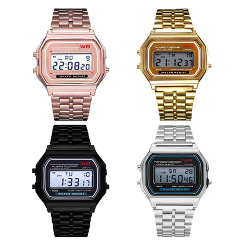 Electronics Gadgets For Men - 男性と女性のためのステンレス鋼の時計,防水,レトロ,デジタル,スポーツ,発光,電子,高級時計,ギフト
