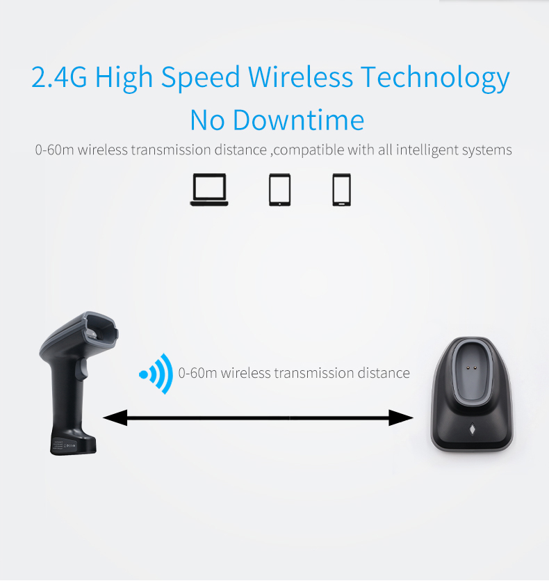 Barcode Scanner Wireless - 効率的なスキャンと在庫管理のためのワイヤレス バーコード スキャナー（クレードル付き）