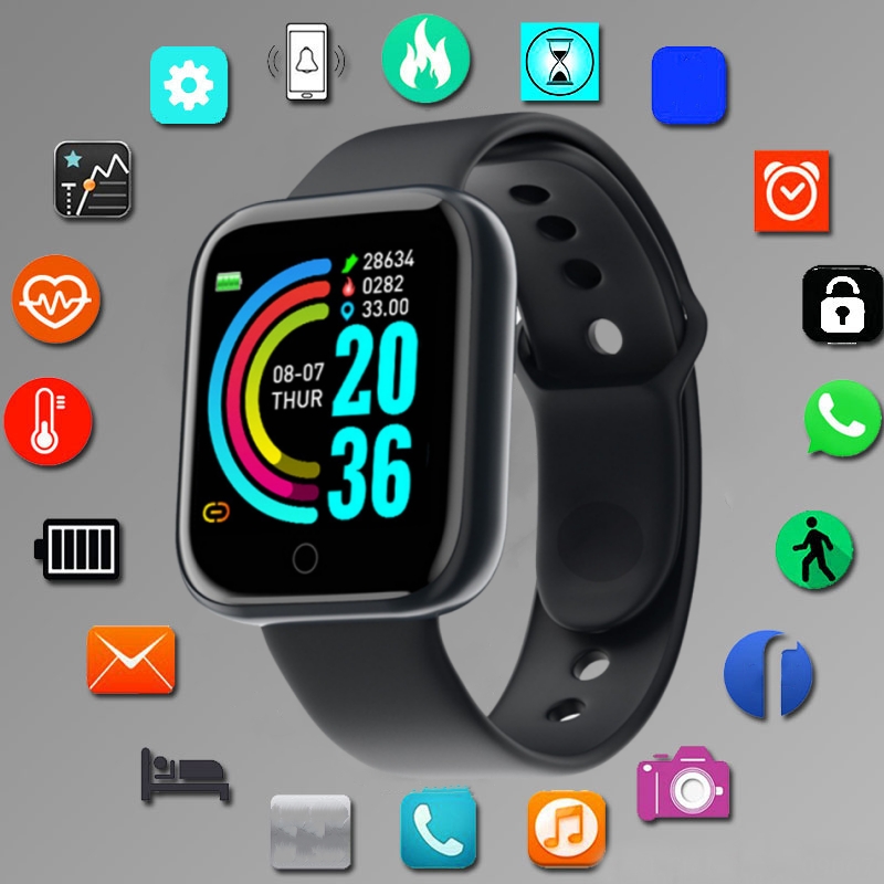Electronics Gadgets For Men - 男性と女性のためのスマートウォッチ,スポーツモード,音楽コントロール,カロリー,距離,フィットネス,バンド,メッセージ,リマインダー,Android, iOS