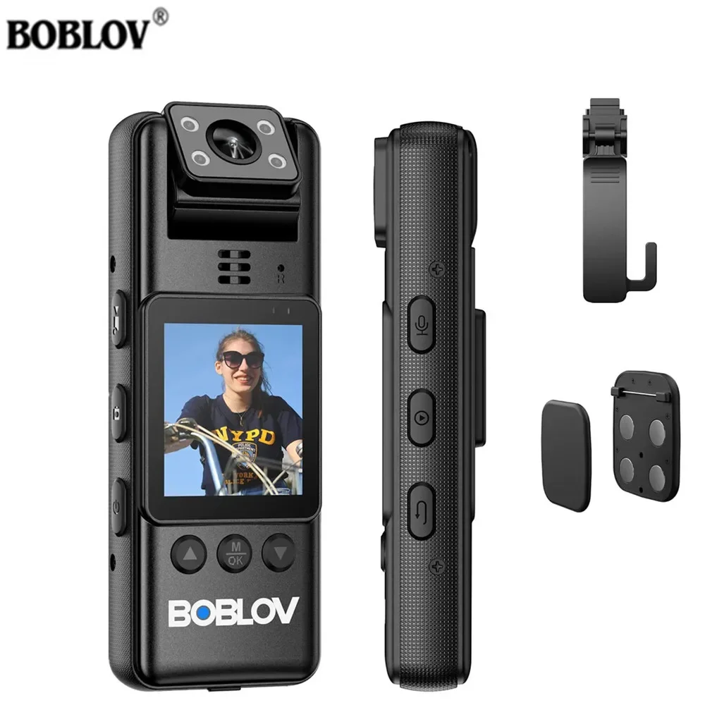Compact Camera Mirrorless - BOBLOV-A23赤外線暗視ミニカメラ、1080p、回転レンズ、ビデオレコーダー、小型カムコーダー、警察のボディカム、磁気クリップ、1080p