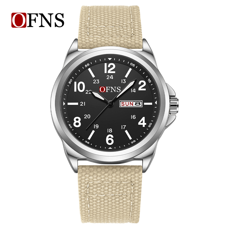 Electronics Gadgets For Men - OFNS 7223 カジュアルメンズクォーツ腕時計 カレンダー付き 夜光針 レザーストラップ