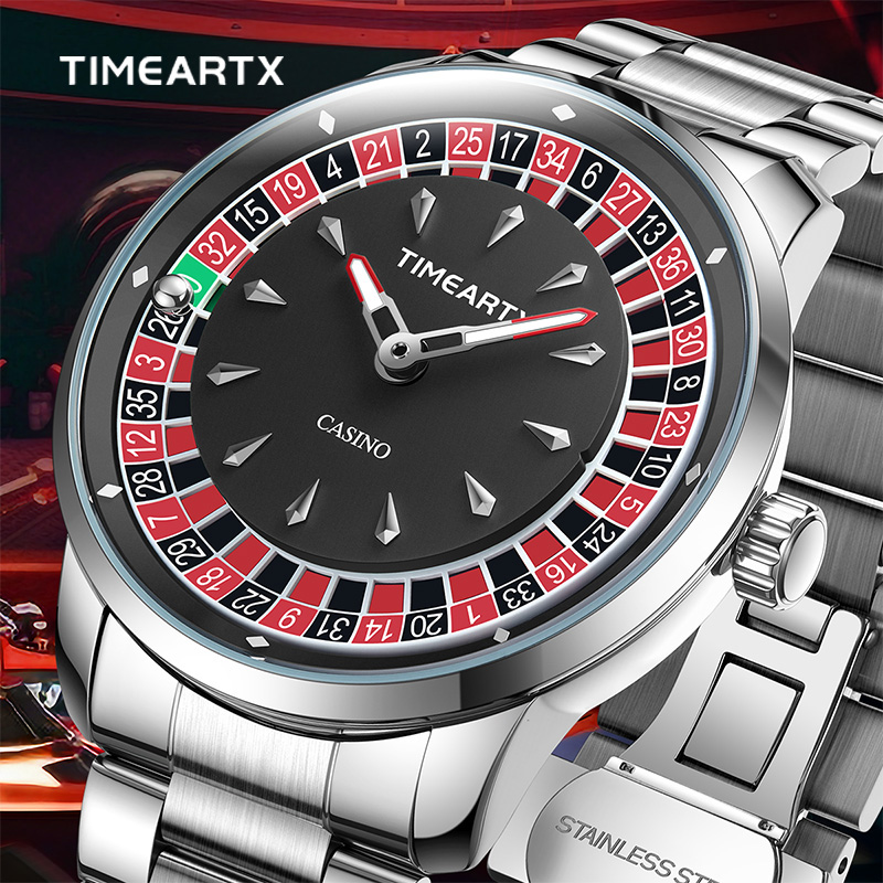 Electronics Gadgets For Men - TIMEARTX ブランドの新しい高級クォーツ時計男性用ヨーロッパルーレットポーカーゲーム腕時計