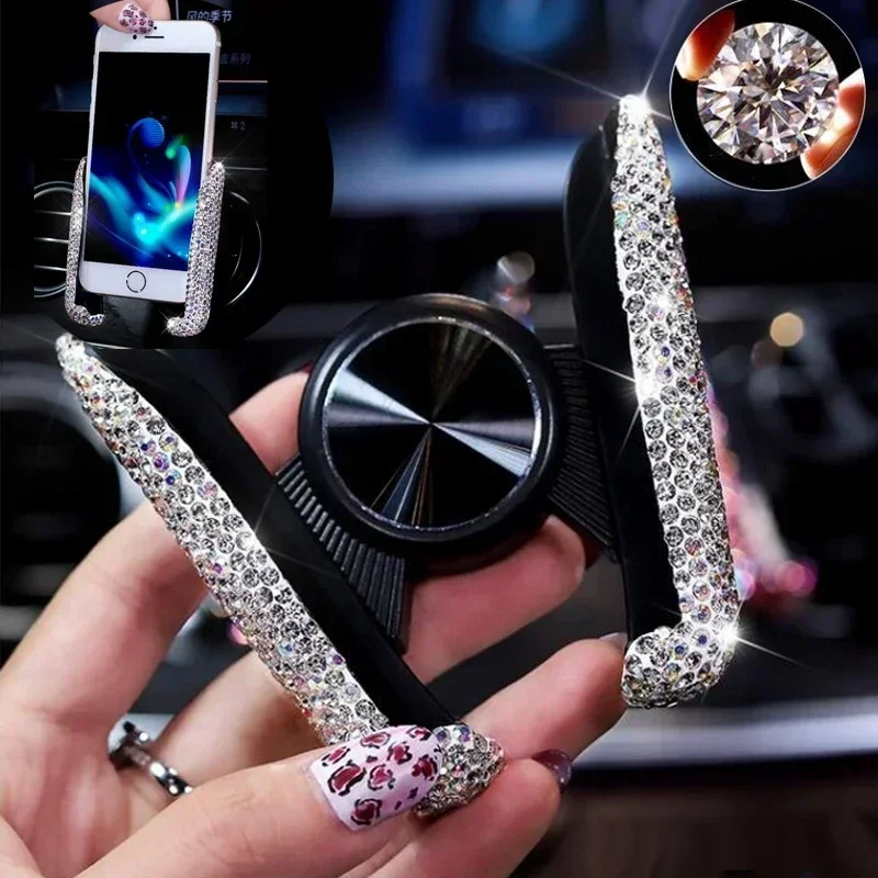 新しい車載電話ホルダー ダイヤモンドクリスタル 車のエアコン - Mobile Electronics Gadgets のレビューと価格